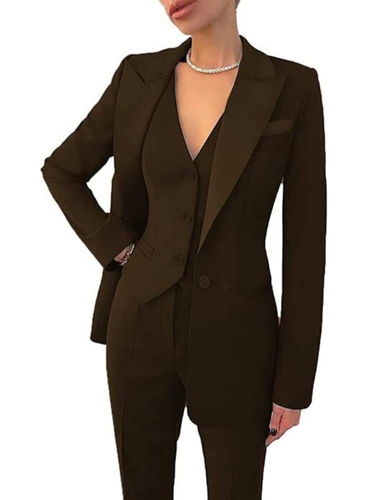 Leader of the Beauty Women's 3 Piece Office Work Blazer Vest Pants Business Pants Suit Set Prom Party Coffee
