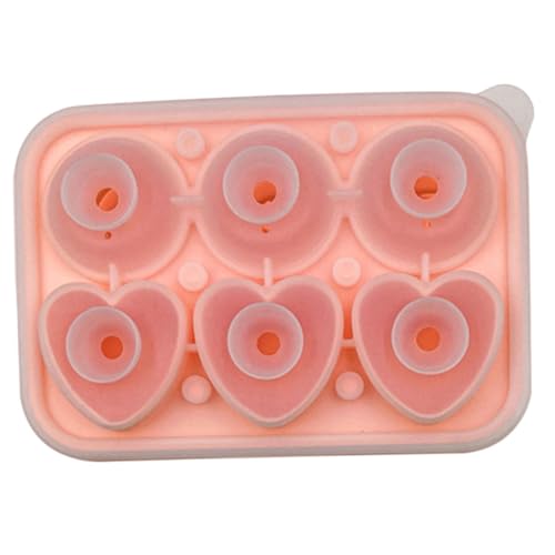 Molde para cubitos de hielo forma corazón grande de silicón rosa miniatura 1