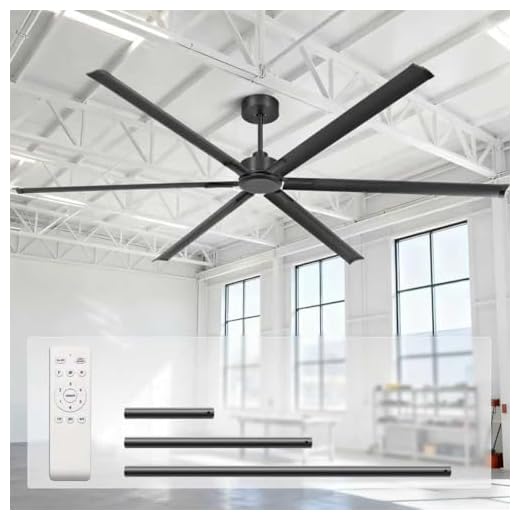 120 Inch Large Industrial Ceiling Fans, HVLS Commercial Fan with DC Reversible Motor, 6 Black Aluminum Heavy Duty Blades, 6-Speed, Timer, 10/20/40 Inch Downrods, for Shop/Barn/Garage (120 inch)