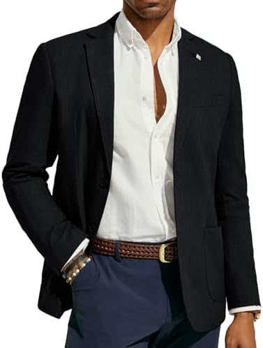 PJ PAUL JONES Herren Leinen Blazer Modern Freizeit Sakko Sportlich Regular Fit 2 Knöpfe Business Anzugjacke