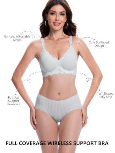 Image of COCOMARTS Jelly Bras for Women No Underwire Scalloped Wireless Push Up Bra