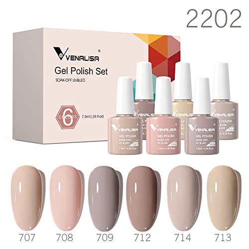 Venalisa Nude Gel Nail Polish Set- 6 Colors Pink Gel Polish All Seasons Skin Tones Neutral Polish Gel Kit Diy Manicure At Home Salon Gifts #TOP5