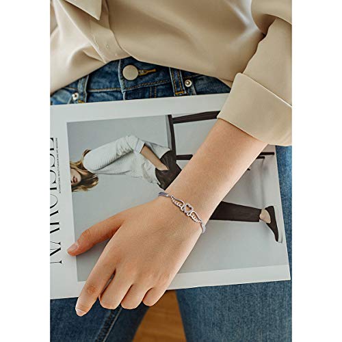 FLYOW S925 Sterling Silver A Piece of My Heart is in Heaven Bracelet Angel Wings Jewelry in Memory of Mom Dad Grandma Grandpa Daughter Son Loss Memorial Gift2