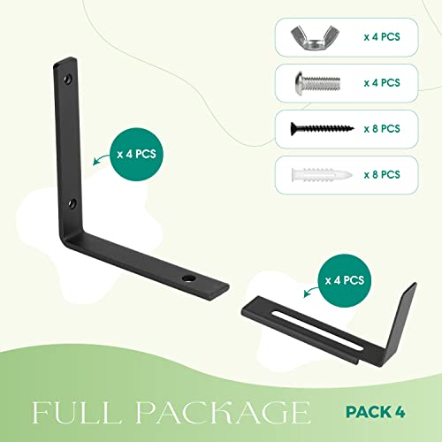 Keydola 4 Pack Adjustable Planter Box Bracket (6 To 9 Inches) Planter Bracket, Brackets For Window Boxes Planters, Planter Shelving With Adjustable Size The Width Of The Bottom Of The Planter Box #TOP4