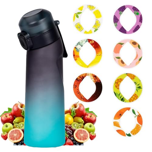 水の味が変わる水筒、味のする水筒 【2025年新モデル】、650ml フルーツフレグランスウォーターボトル、BPAフリースポーツエアウォーターアップボトル、フィットネスヨガアウトドア用スポーツウ、フルーツフレグランスウォーターボトル、 グラデーションカラーエアウォーターボトル、砂糖0カロリー、香り付き、屋外使用、ポータブル、ジム、ヨガ、学校、オフィスに最適 (J)