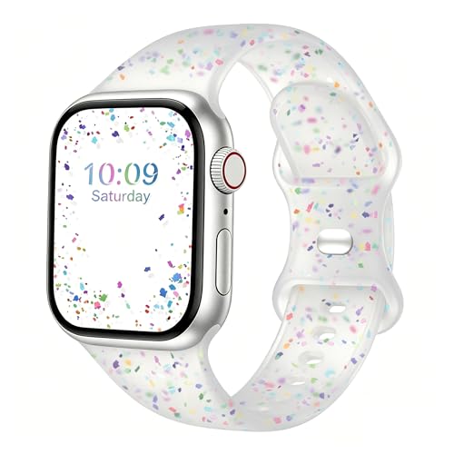 Image of Sport Bands Compatible with Apple Watch Band Women Men 40mm 38mm 41mm 42mm 44mm 45mm 46mm 49mm ,Soft Wristband Waterproof Replacement Strap for iWatch Bands Series 11 10 9 8 7 6 5 4 3 2 1 SE Ultra Transparent