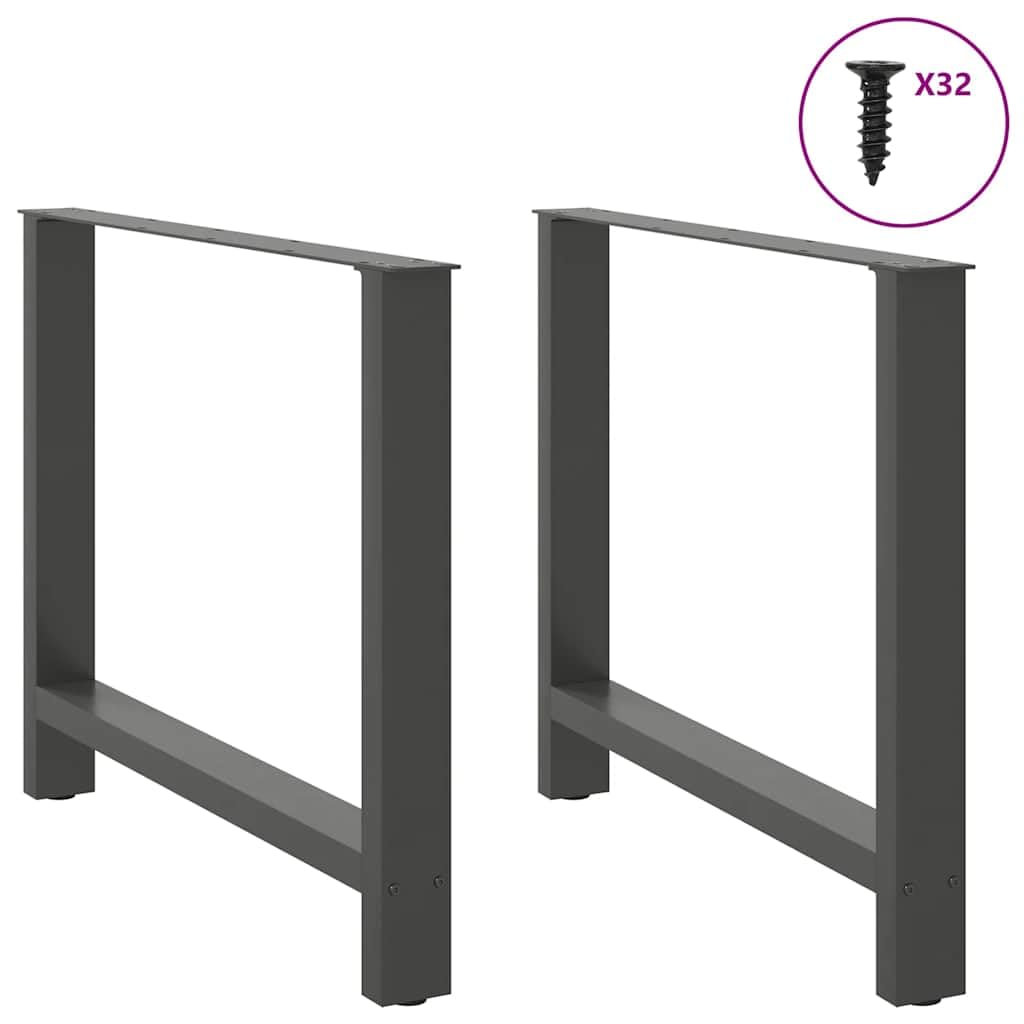 Gambe per tavolo da pranzo, antracite, 2 pezzi, 100 x 72-73 cm, acciaio