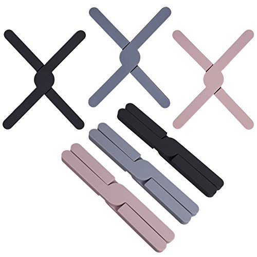 Canghai 3 Pack Folding Silicone Trivet, Non Slip Heat Resistant Kitchen Pot Holder Pads Placemats for Hot Pans, Cup, Dishes, Plates (21.5 x 3.6 x 1.6cm (Closed))