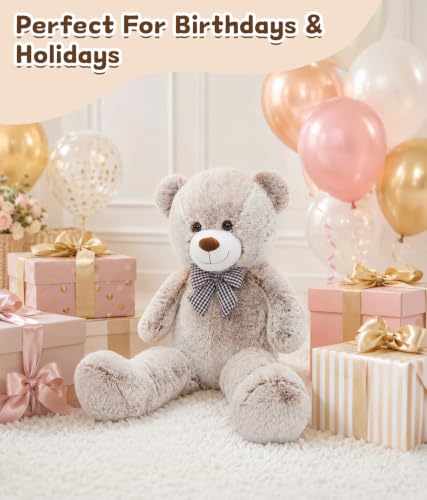 Image of MaoGoLan 39 Inch Giant Teddy Bear, Two Tone Plush Stuffed Animal Gift | Soft plush fur and a huggable 39 inch design make this big teddy bear a cozy companion for kids, teens, and loved ones.
