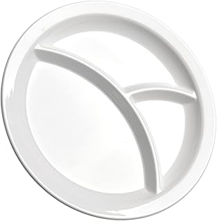 DIKACA Vajilla para la red infantil bol cuencos con plato de Lámina plato de comida dividido bandeja de servicio del compartimiento platos infantiles blanco