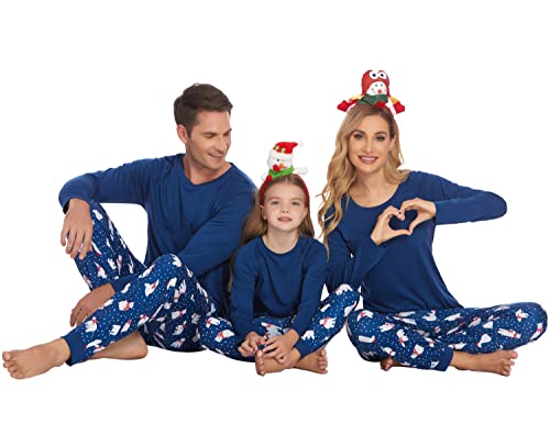 Ekouaer Family Matching Pajamas Christmas Sleepwear Long Sleeve Sleep Shirt with Plaid Pants Soft Loungewear Pjs Set S-XXL2