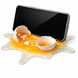 JSvsza Soporte para Móvil de Huevo Roto Realista - Regalo de Broma & Decoración de Escritorio - Soporte para Smartphone para Oficina y Cocina - Regalo Original para Amigos y Compañeros