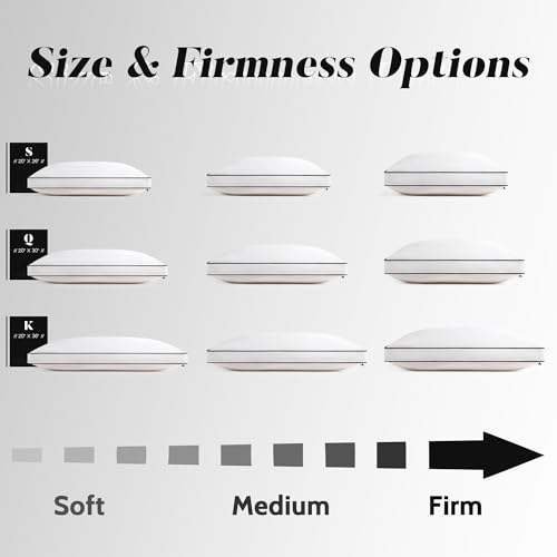 Image of DOWNSTORIA Goose Feather Down Pillows King Size Set of 2 with Gusset,Luxury Hotel Collection Bed Pillow 2 Pack,Down Surrounded Pillows for Sleeping,Soft Fluffy for Side,Back Sleepers 20x36 in.