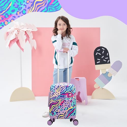 Image of Kids Luggage with Spinner Wheels Carry on Suitcases for Girls 2 Piece Luggage Sets 16 inch Toddler Suitcase for Kids Rolling Suitcase Airline Approved