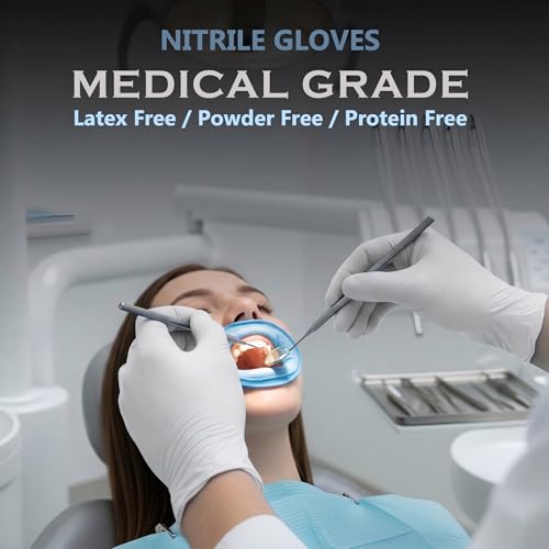 Image of 100 Pcs Disposable Nitrile Gloves | Powder-Free, Latex-Free, Food Safe & Chemical Resistant Hand Gloves for Kitchen, Medical, Salon, Cleaning & Lab (Medium)