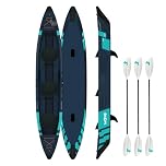 Wave Navigator Inflatable Kayak | Durable PVC Construction, Comfortable Seats, Quick Inflation & Deflation, Ideal for Rivers & Lakes | 1-3 Person (Navy, 2.0 Model | 3 Person)
