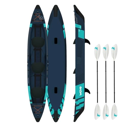 Wave Inflatable Kayak | Premium Kayak for Touring, Adventure & Fun | For All Skill Levels (Navigator, 2-3 Person)