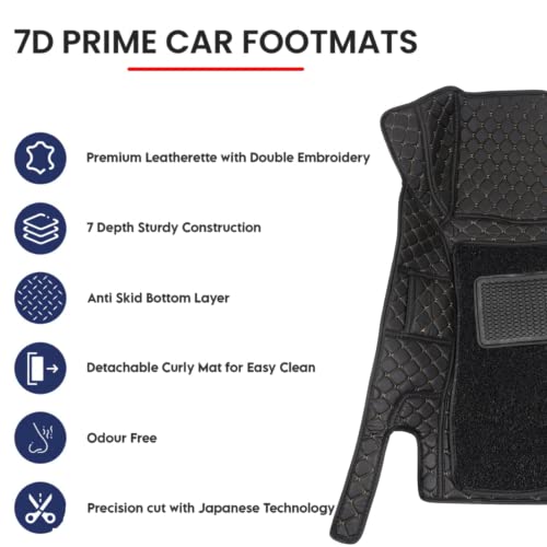 Image of KA10 7D Car Floor Mat for Compass | Custom Fitted | Premium PU Leather | 100% Waterproof, Zero-Dust, Shield Your Car Floor | Full Set with Grass | (Black with Beige)