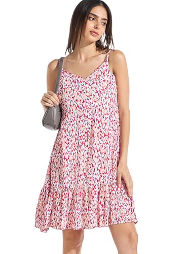 Image of Bewakoof Women's Solid Regular Fit Strappy Shoulder Straps Viscose Dress