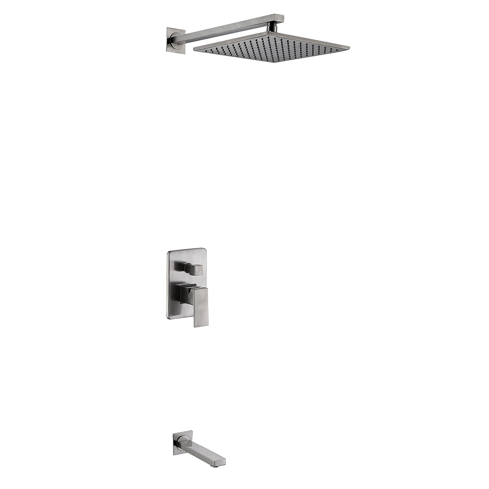 Système de douche complet en laiton brossé avec pommeau de douche effet pluie 20 cm