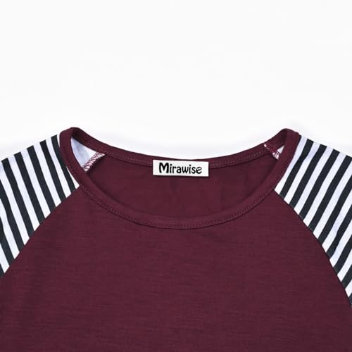 Image of Mirawise Girls Casual Long Short Shirts Tunic Tops Tee Shirt T-Shirts Side Tie Blouse 4-13 Years