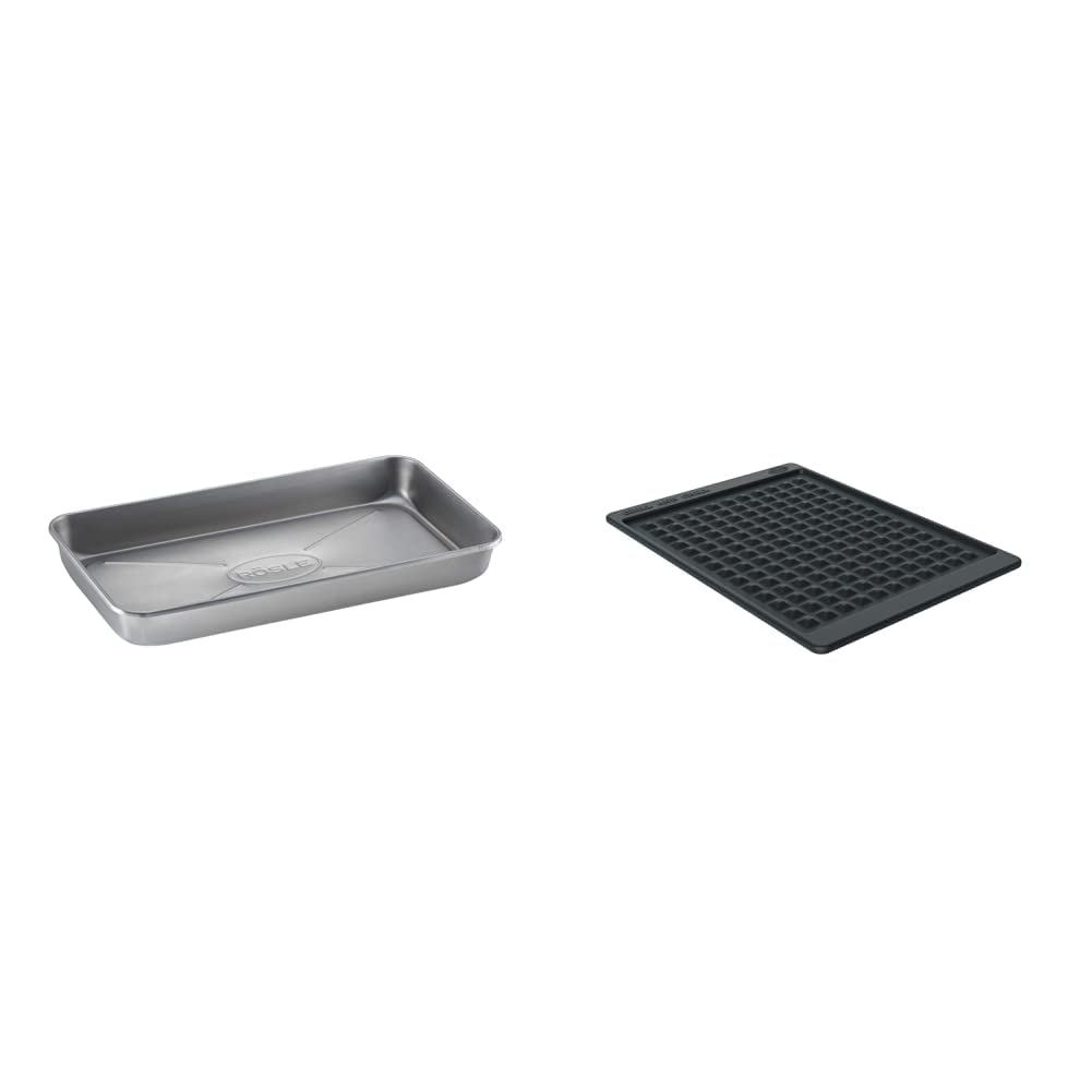 RÖSLE Barbecue Universalschale PRO, Hochwertige Edelstahlschale mit hohem Rand zum Marinieren & Ablagematte Silikon, schwarz
