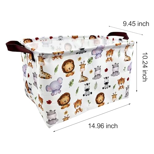 Image of Rectangle Storage Basket Cute Canvas Organizer Bin for Pet /Children Toys, Books, Clothes Perfect for Rooms /Playroom (Elephant)