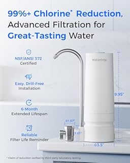 Waterdrop Countertop Water Filter, 4000 Gallons Water Filter for Sink Faucet and Filter Life Reminder, Reduces Heavy Metals, Bad Odor, and 99% Chlorine (1 Filter Included) WD-CTF-05