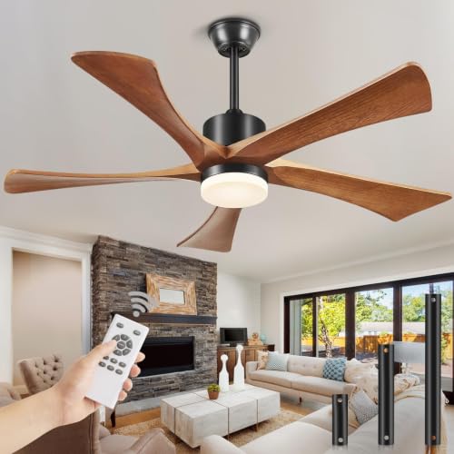 72" Ceiling Fans With Lights and Remote US Patent 5 Blades Large Fan Walnut by Forrovenco - Used condition - US$195.86
