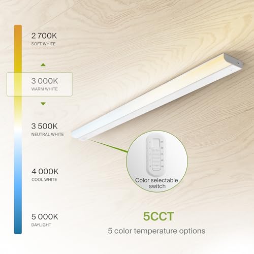 Image of ASD LED Under Cabinet Lighting Hardwired, 48 Inch 24W 2700K-5000K Selectable, 2087LM, CRI90+, Direct Wire Linkable Under Counter Lights for Kitchen, Dimmable Under Cabinet Lights, White, UL, 6 Pack