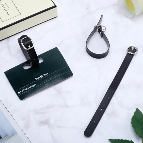 GORGECRAFT 10Pcs PU Leather Luggage Labels Strap Adjustable Faux Black Luggage Tag Loops Replacement Belts with Metal Buckle Watch Band Straps for Suitcase Travel Secure Storage Hanging Accessories4
