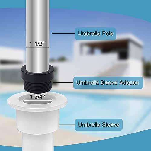 Xiboya textile 4pcs Pool Umbrella Stabilizer Adapter Threaded Adapter Sleeves Pool Umbrella Sleeve Umbrella Pole ONLY Fits for Outdoor Patio Deck 1 3/4\" Umbrellas Insert (Black)