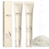2 Pezzi Crema Contorno Occhi all'Estratto di Riso & Acido Ialuronico, Antirughe Crema Occhi Coreana con Roller Massaggiante, Idratante Occhiaie Scure e Borse con Effetto Lifting (20g)