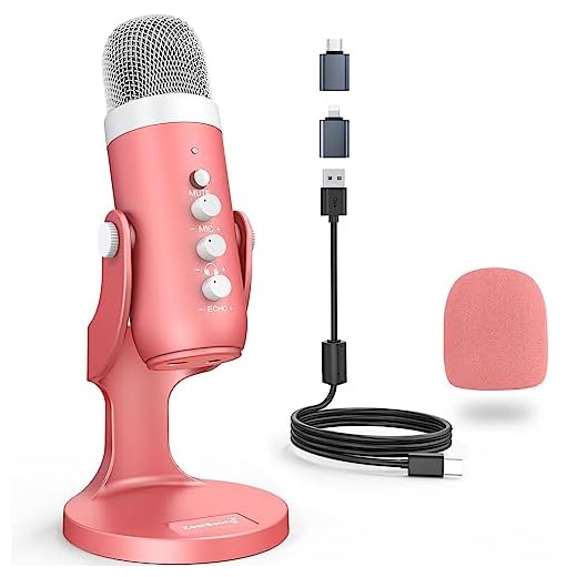 zealsound Micro USB, k66 Gaming Microphone de Jeu pour PC, téléphone, PS4 et PS5, Micro à condensateur cardioïde avec Button de sourdine et Gain pour Streaming, ASMR, podcasts, TikTok, Youtube- Rose