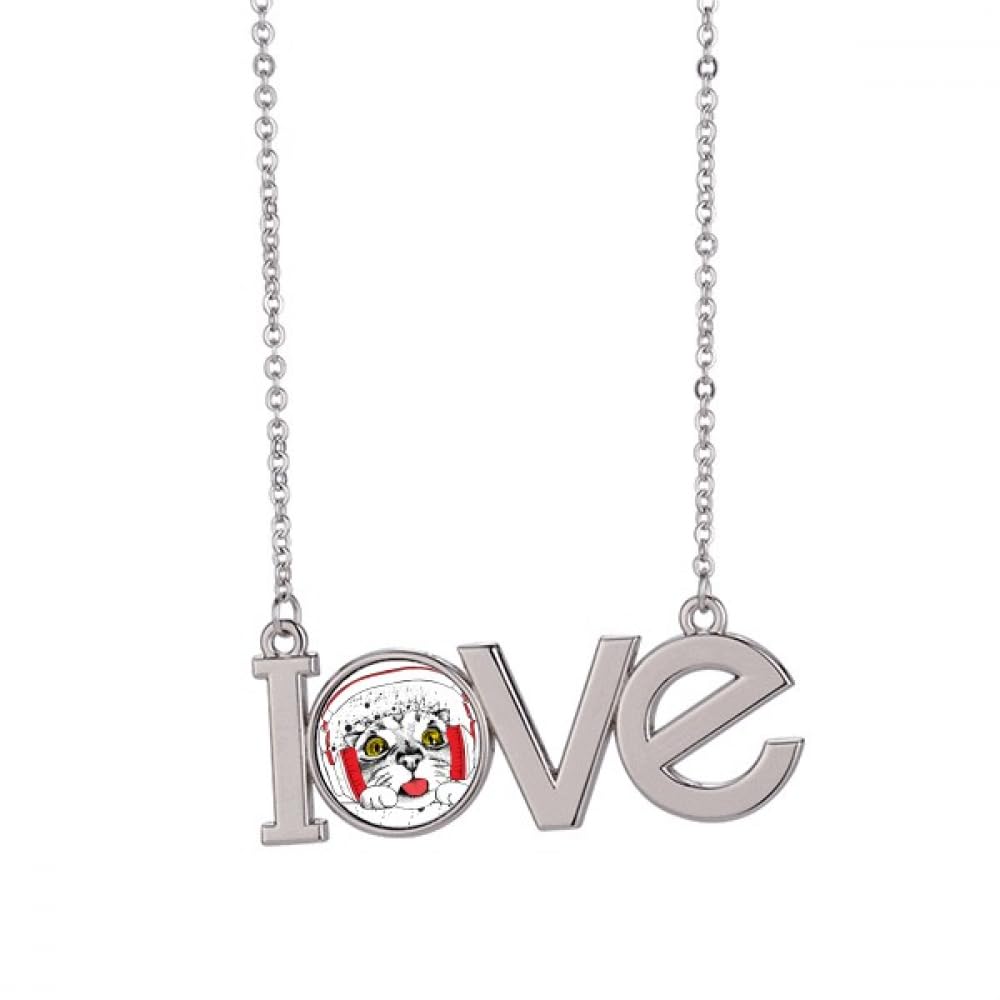 Pendentif chat blanc de protection sur un collier confortable M