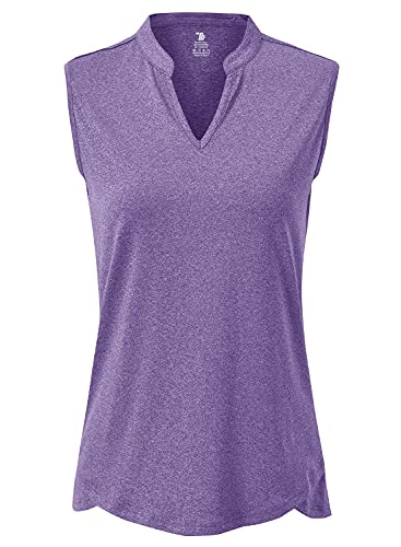 Image of BGOWATU Women's Golf Polo T-Shirts Sleeveless V Neck Collarless Tennis Shirts UV Protection Quick Dry Lightweight