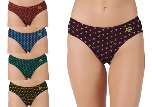 Image of HAP Girl's 100% Cotton Dark Printed Brief Cut Panty (Pack of 5)