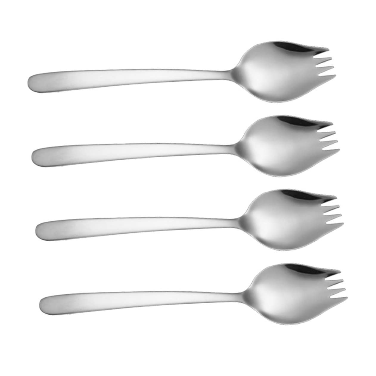 AUTSUPPL 4 Pcs Stainless Steel Salad Spoon Salad Serving Spoon Food Spoon Serrated Spoons Noodle Spoon Fruit Salad Forks Dinner Server Spoon Cocktail Forks Salad Server Food Fork Silver