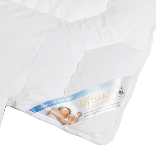 Softsan Bettdecke Medium Allergy Wash 135x200 cm allergikergeeignet, Ganzjahresdecke aus Microfaser Kochfest waschbar, Verschiedene Größen