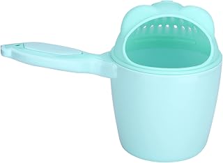 Jiawu Baby Shampoo Cup with Fish Handle, Cute Wash Hair Rinser (Green) | Shampoo Cup for Baby Bath, Eye Protection Rinse Cup, Detachable Hair Washing Cup, Safe PP Material