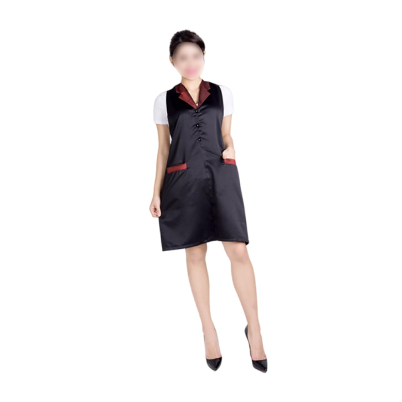 2 Piezas delantal protector bata de aseo bata de peluquería chaqueta de delantal de peluquero profesional accesorios para cortar el cabello uniforme de rojo