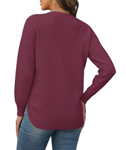 Image of Womens Sweaters Fall Fashion Long Sleeve Knit Tops Crewneck Sweatshirts