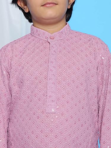 Image of AJ DEZINES Kids Kurta Pajama Set For Boys | Embroidery Chikankari Kurta Set | Traditional & Festive Outfit | Cotton Stylish Boys Kurta Pyjama | Perfect For Festivals Wedding & Family Function
