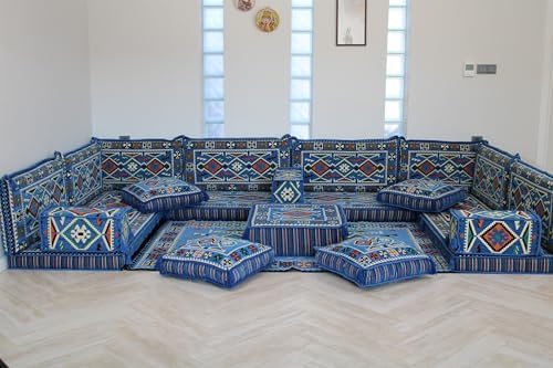 U Shaped Arabic Majlis Seating For Living Room Decor, U Shaped Arabic Floor Sofa, Arabic Mattress, Arabic Jalsa Sitting, Arabic Couches, Oriental Floor Seating Sofa