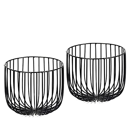 SERAX Obstschale schwarz aus Metall 2er Pack - Serax by Antonino Sciortino - Obstkorb 18 x 15 x 15 cm - schwarze Dekoschale aus Eisen - Obst Korb, Drahtkorb, Metallkorb, Deko Schale, Obstschüssel Cover
