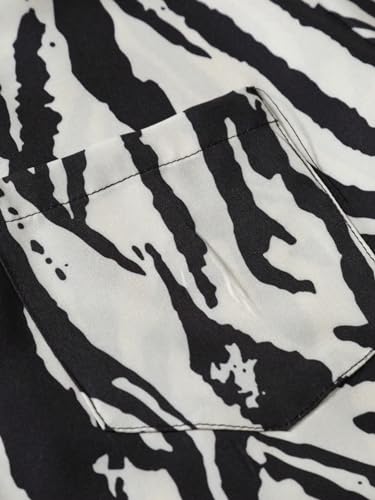 GORGLITTER Men's Hawaiian Zebra Print Shirt Button Up Short Sleeve Collar Animal Print Shirt Tops Cheetah Print Tops3