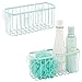 mDesign Estante para baño de metal – Práctica balda para ducha para colgar sin taladrar – Organizador de baño para guardar champú, esponjas y otros accesorios de baño – Juego de 2 – verde menta