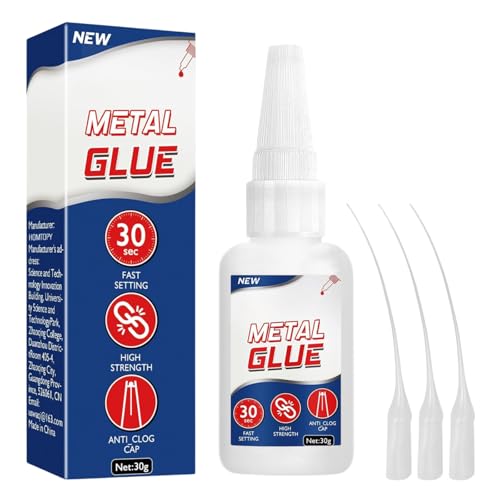Metal Glue - 30g Super Glue With Anti-Clog Cap - High Strength Superglue For Metal For Zinc, Aluminum, Steel And Other metal Material - Waterproof And Heat-Resistant