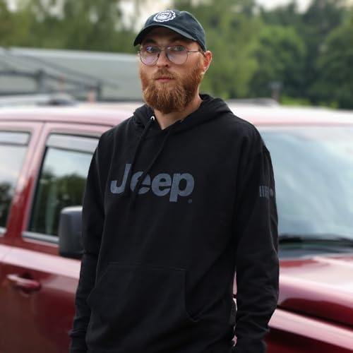 Detroit Shirt Company Mens Jeep® Text Hoodie Hooded Sweatshirt with front pouch Black4
