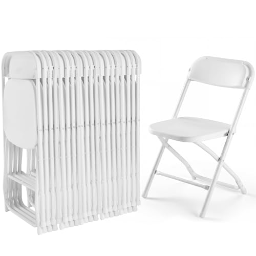 Image of DUMOS Folding Plastic Chairs Sets of 20, 330lbs Capacity Stackable Home Office Chair, Portable Fold Up for Indoor Outdoor, Patio, Camping, Garden, Party, White